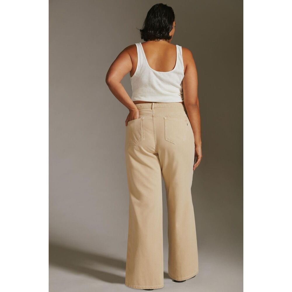 Anthropologie Pilcro The Annie Wide Leg Jeans Size 20W NWT Natural Khaki - Picture 3 of 13